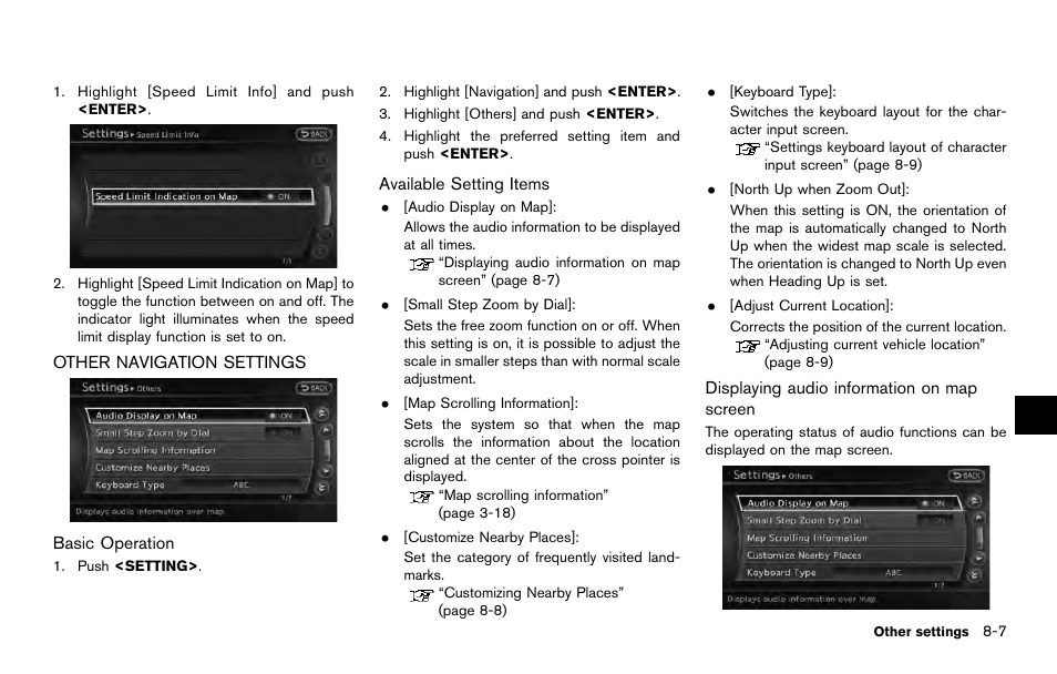 Other navigation settings -7 | NISSAN 2014 Quest - Navigation System Owner's Manual User Manual | Page 169 / 252