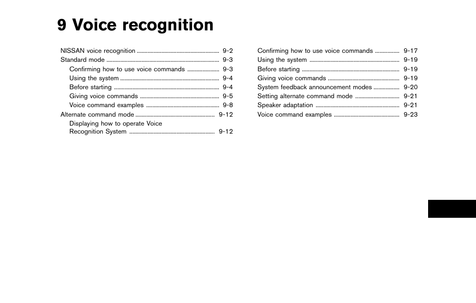 Voice recognition, 9 voice recognition | NISSAN 2014 Quest - Navigation System Owner's Manual User Manual | Page 177 / 252