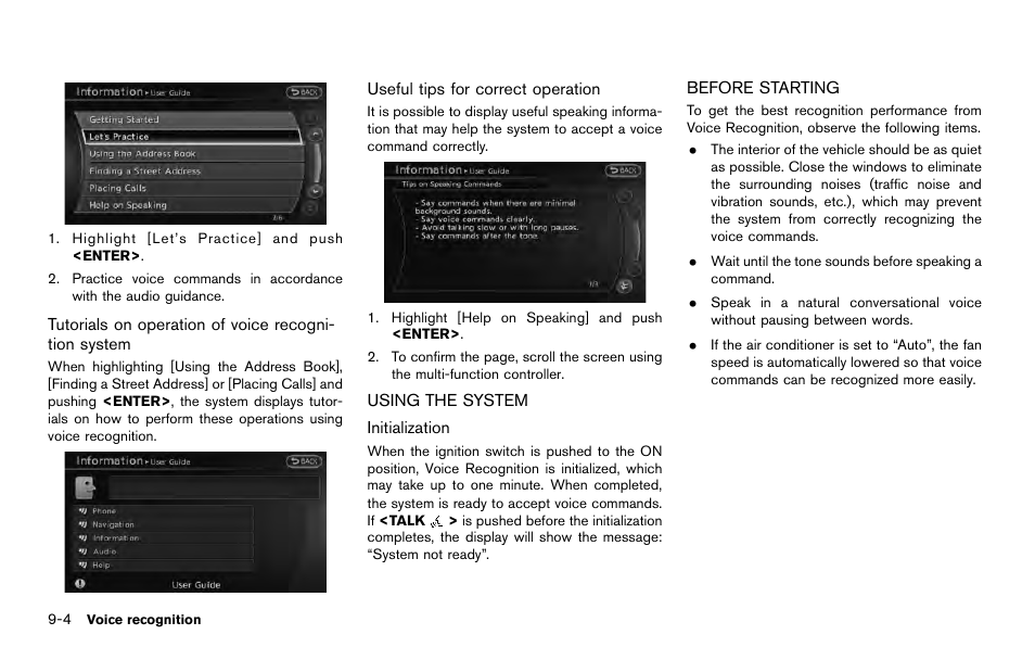 Using the system -4 before starting -4 | NISSAN 2014 Quest - Navigation System Owner's Manual User Manual | Page 180 / 252