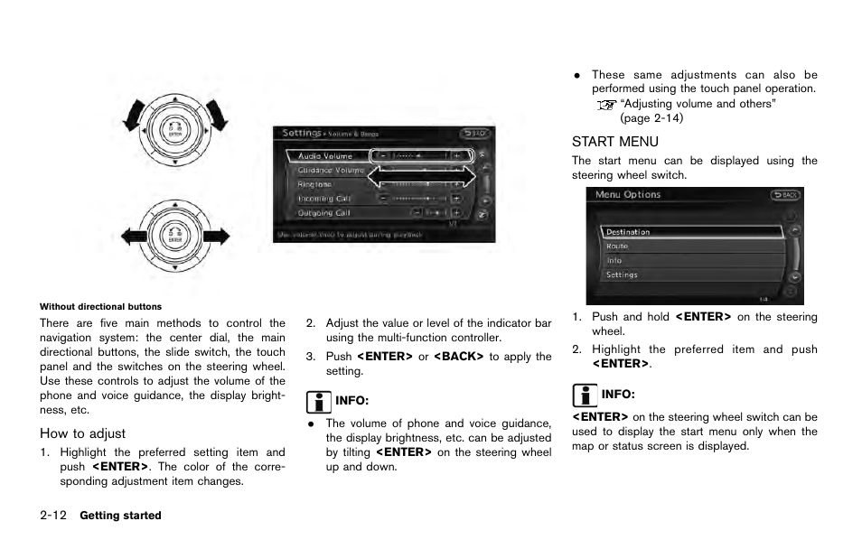 Start menu -12 | NISSAN 2014 Quest - Navigation System Owner's Manual User Manual | Page 22 / 252