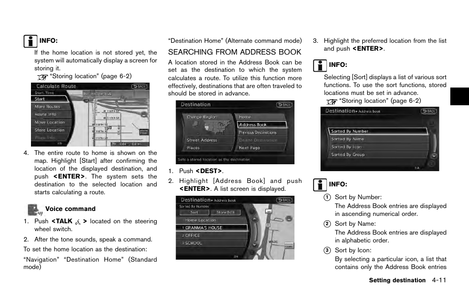Searching from address book -11 | NISSAN 2014 Quest - Navigation System Owner's Manual User Manual | Page 77 / 252