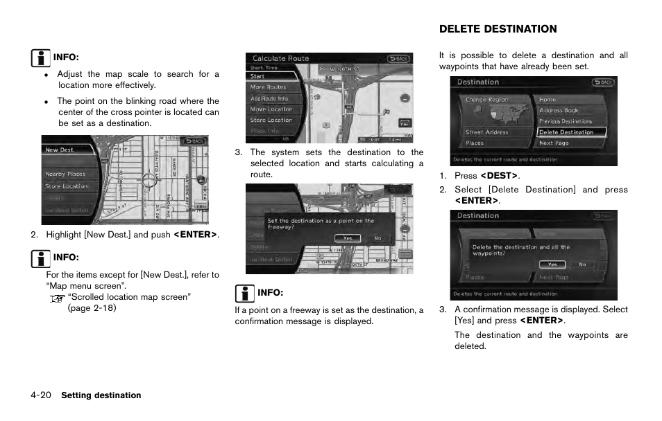 Delete destination -20 | NISSAN 2014 Quest - Navigation System Owner's Manual User Manual | Page 86 / 252