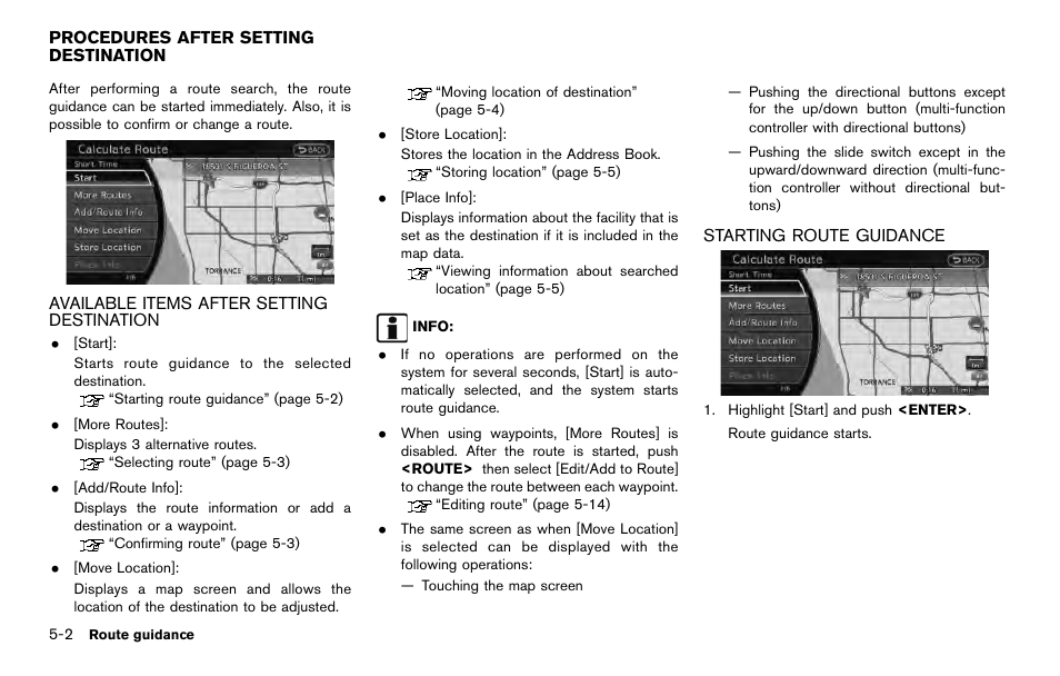 Procedures after setting destination -2 | NISSAN 2014 Quest - Navigation System Owner's Manual User Manual | Page 90 / 252