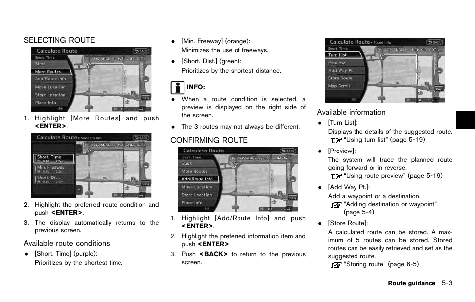 Selecting route -3 confirming route -3 | NISSAN 2014 Quest - Navigation System Owner's Manual User Manual | Page 91 / 252