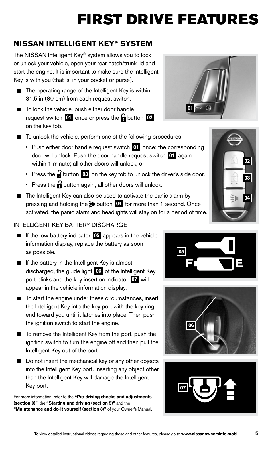 First drive features, Nissan intelligent key, System | NISSAN 2014 370Z Roadster - Quick Reference Guide User Manual | Page 7 / 24