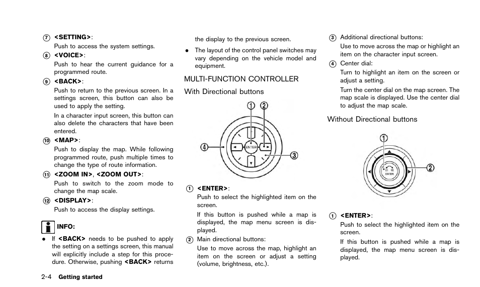 Multi-function controller -4 | NISSAN 2015 Quest - Navigation System Owner's Manual User Manual | Page 12 / 241