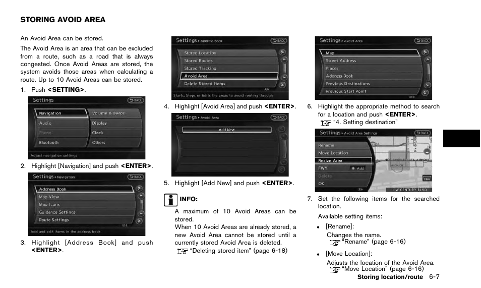 Storing avoid area -7 | NISSAN 2015 Quest - Navigation System Owner's Manual User Manual | Page 121 / 241