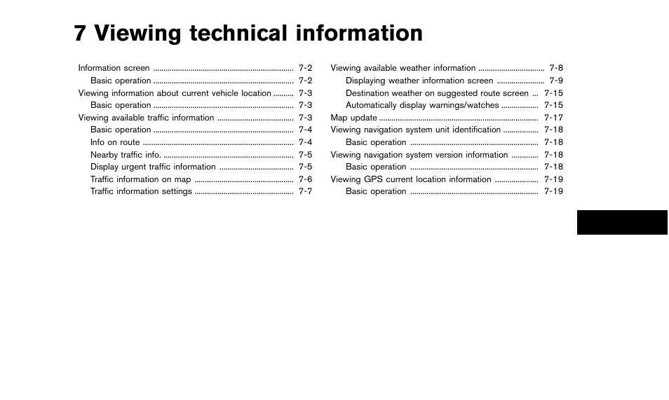 Viewing technical information, 7 viewing technical information | NISSAN 2015 Quest - Navigation System Owner's Manual User Manual | Page 137 / 241