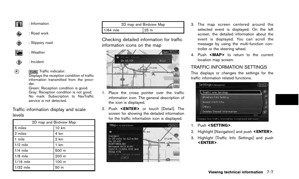 Traffic information settings -7 | NISSAN 2015 Quest - Navigation System Owner's Manual User Manual | Page 143 / 241