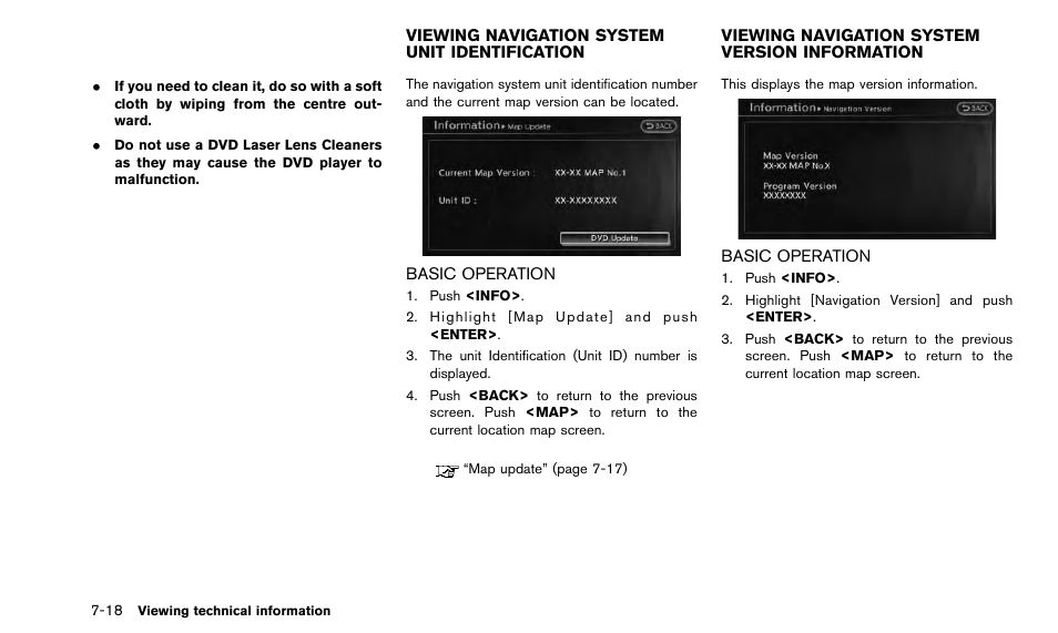 Viewing navigation system unit identification -18, Basic operation -18, Viewing navigation system version information -18 | NISSAN 2015 Quest - Navigation System Owner's Manual User Manual | Page 154 / 241