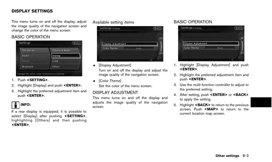 Display settings -3 | NISSAN 2015 Quest - Navigation System Owner's Manual User Manual | Page 159 / 241