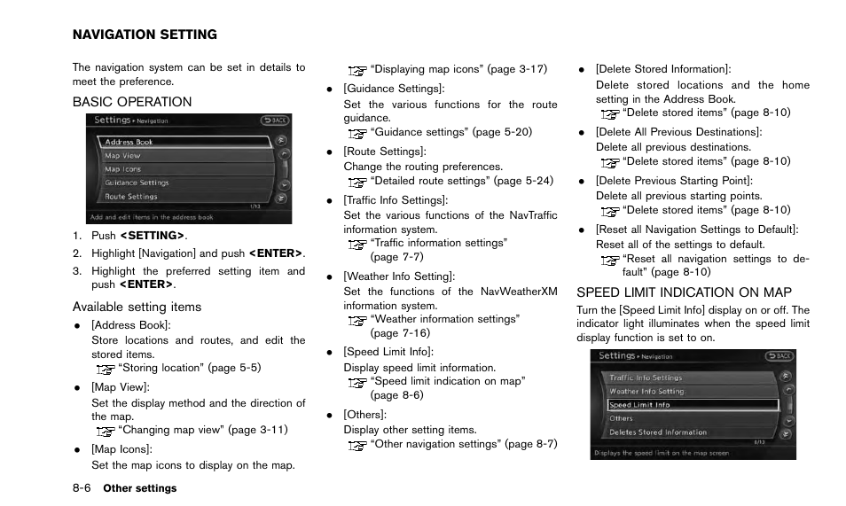 Navigation setting -6 | NISSAN 2015 Quest - Navigation System Owner's Manual User Manual | Page 162 / 241