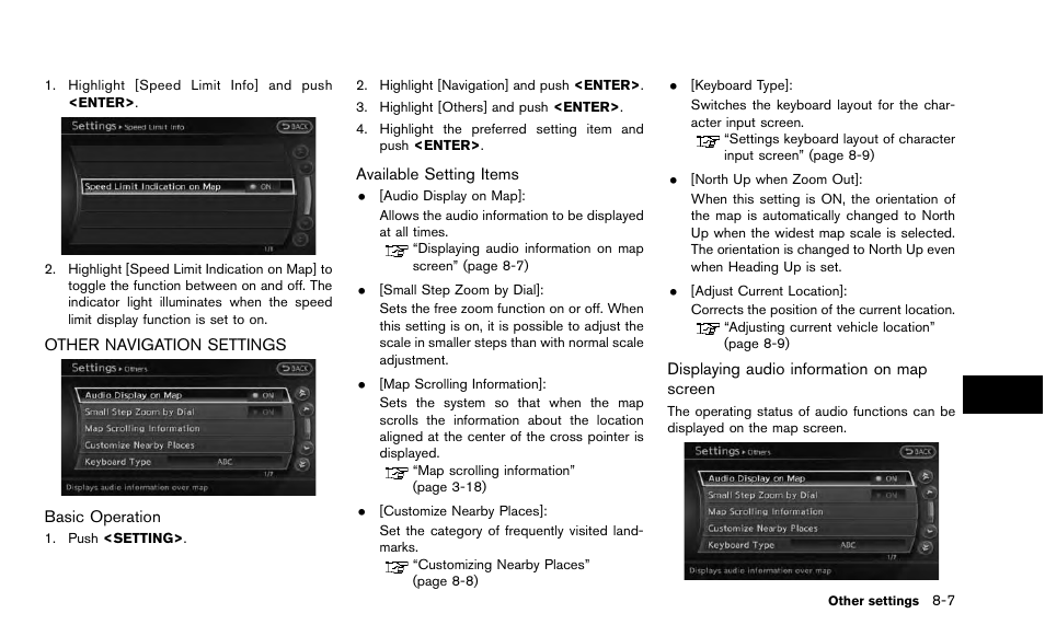 Other navigation settings -7 | NISSAN 2015 Quest - Navigation System Owner's Manual User Manual | Page 163 / 241