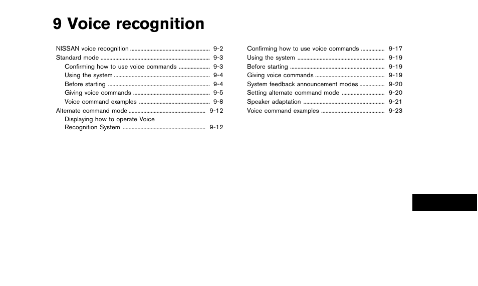 Voice recognition, 9 voice recognition | NISSAN 2015 Quest - Navigation System Owner's Manual User Manual | Page 171 / 241