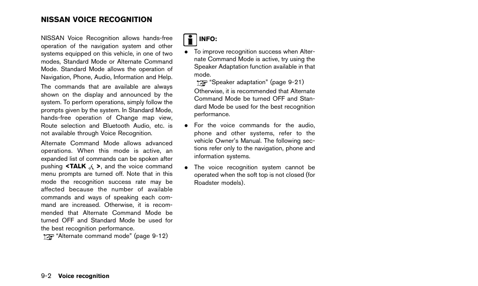 Nissan voice recognition -2 | NISSAN 2015 Quest - Navigation System Owner's Manual User Manual | Page 172 / 241