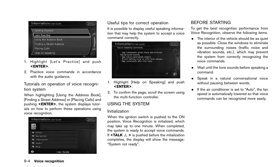 Using the system -4 before starting -4 | NISSAN 2015 Quest - Navigation System Owner's Manual User Manual | Page 174 / 241