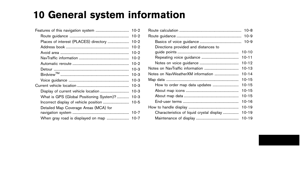 General system information, 10 general system information | NISSAN 2015 Quest - Navigation System Owner's Manual User Manual | Page 197 / 241