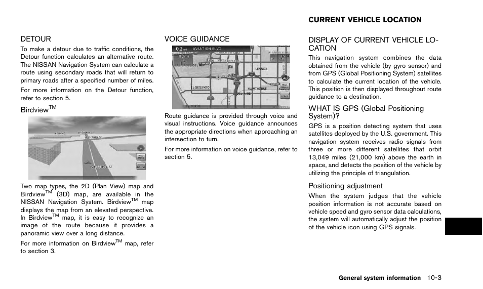 Detour -3 birdview, Voice guidance -3, Current vehicle location -3 | NISSAN 2015 Quest - Navigation System Owner's Manual User Manual | Page 199 / 241