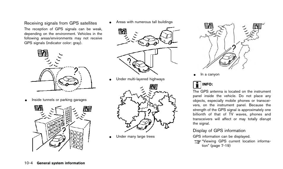 Receiving signals from gps satellites, Display of gps information | NISSAN 2015 Quest - Navigation System Owner's Manual User Manual | Page 200 / 241