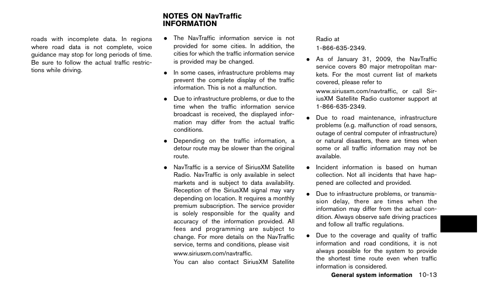 Notes on navtraffic information -13 | NISSAN 2015 Quest - Navigation System Owner's Manual User Manual | Page 209 / 241