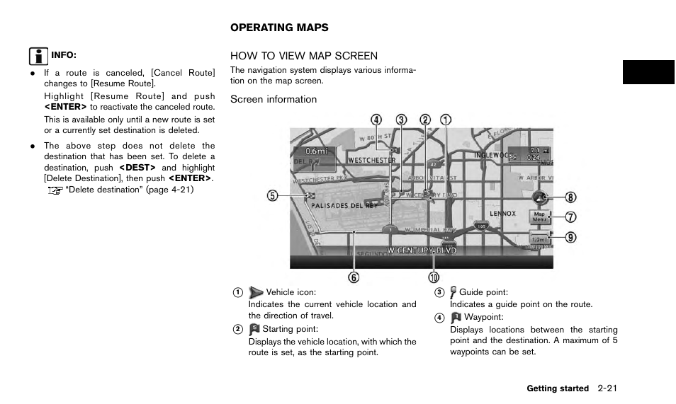 Operating maps -21, How to view map screen -21 | NISSAN 2015 Quest - Navigation System Owner's Manual User Manual | Page 29 / 241