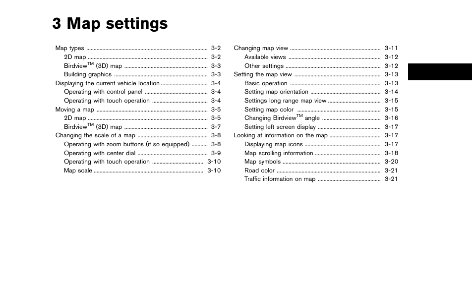 Map settings, 3 map settings | NISSAN 2015 Quest - Navigation System Owner's Manual User Manual | Page 41 / 241