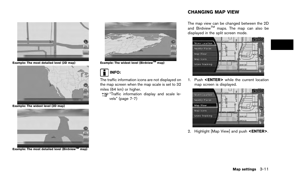 Changing map view -11, Changing map view | NISSAN 2015 Quest - Navigation System Owner's Manual User Manual | Page 51 / 241