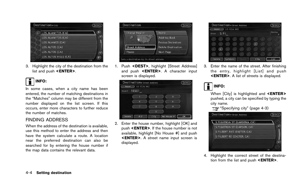 Finding address -4 | NISSAN 2015 Quest - Navigation System Owner's Manual User Manual | Page 66 / 241