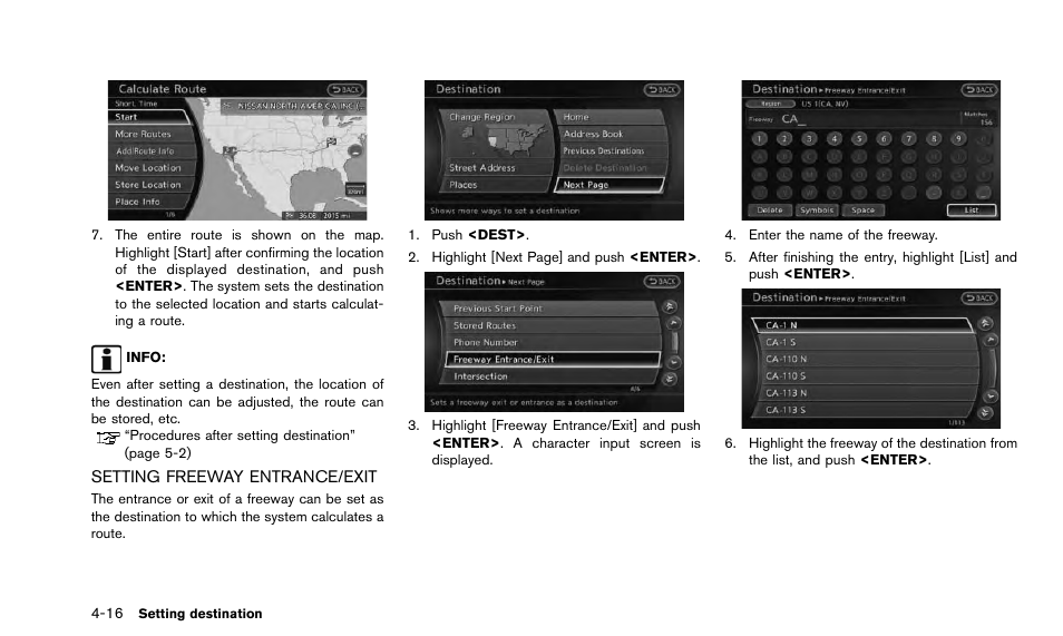 Setting freeway entrance/exit -16 | NISSAN 2015 Quest - Navigation System Owner's Manual User Manual | Page 78 / 241
