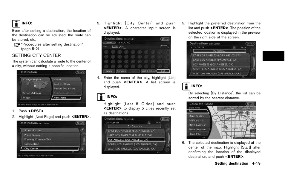Setting city center -19 | NISSAN 2015 Quest - Navigation System Owner's Manual User Manual | Page 81 / 241