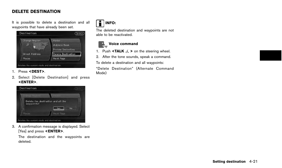 Delete destination -21 | NISSAN 2015 Quest - Navigation System Owner's Manual User Manual | Page 83 / 241