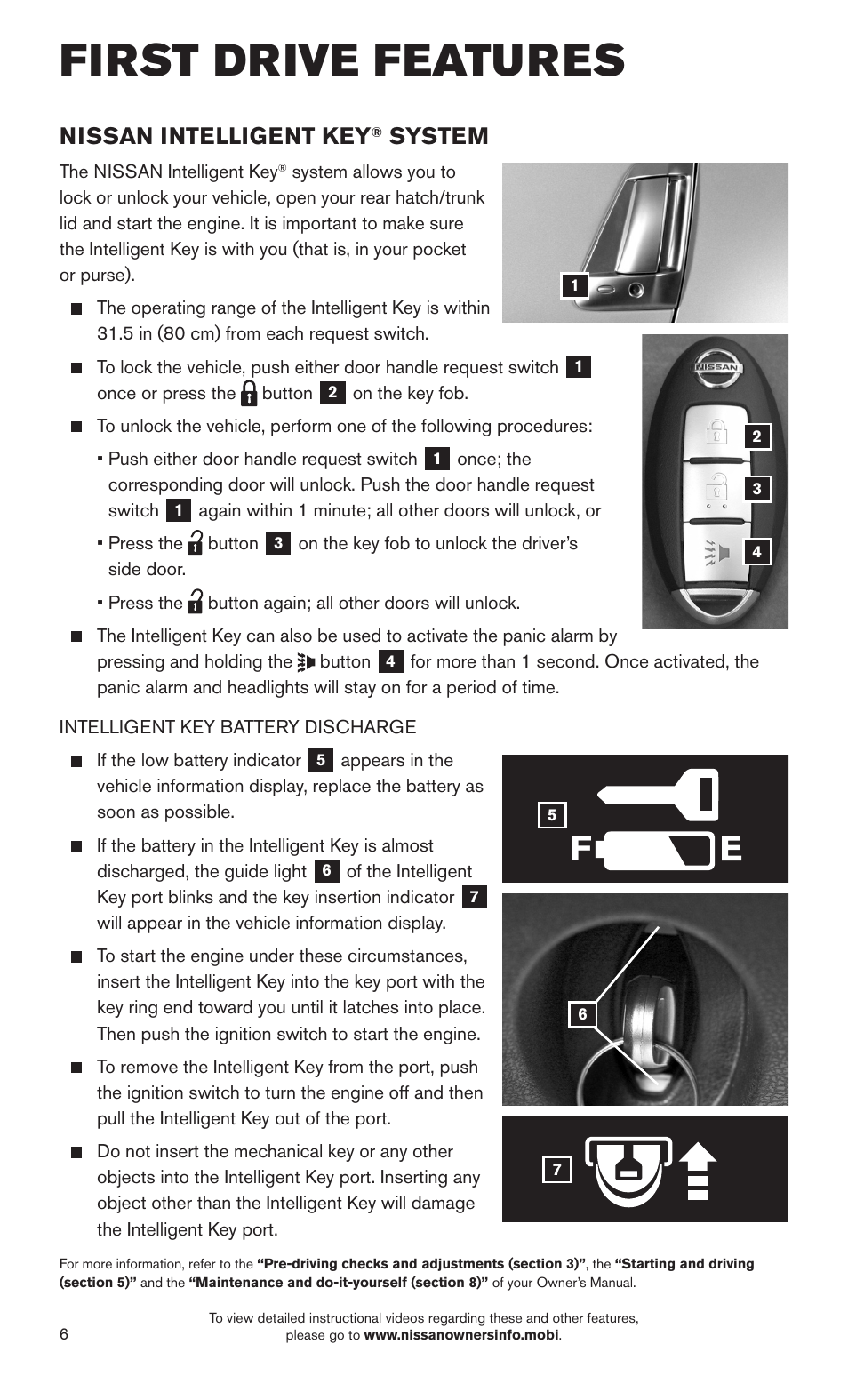 First drive features, Nissan intelligent key, System | NISSAN 2015 370Z Roadster - Quick Reference Guide User Manual | Page 8 / 24