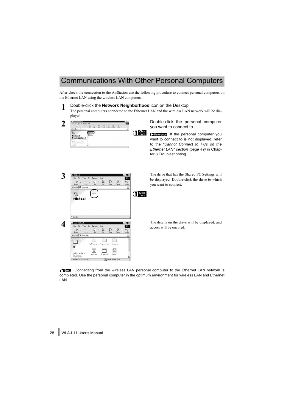 Communications with other personal computers | Buffalo Technology WLA-L11 User Manual | Page 30 / 68