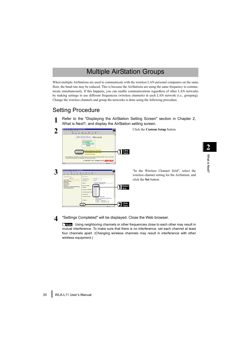 Multiple airstation groups, Setting procedure | Buffalo Technology WLA-L11 User Manual | Page 37 / 68