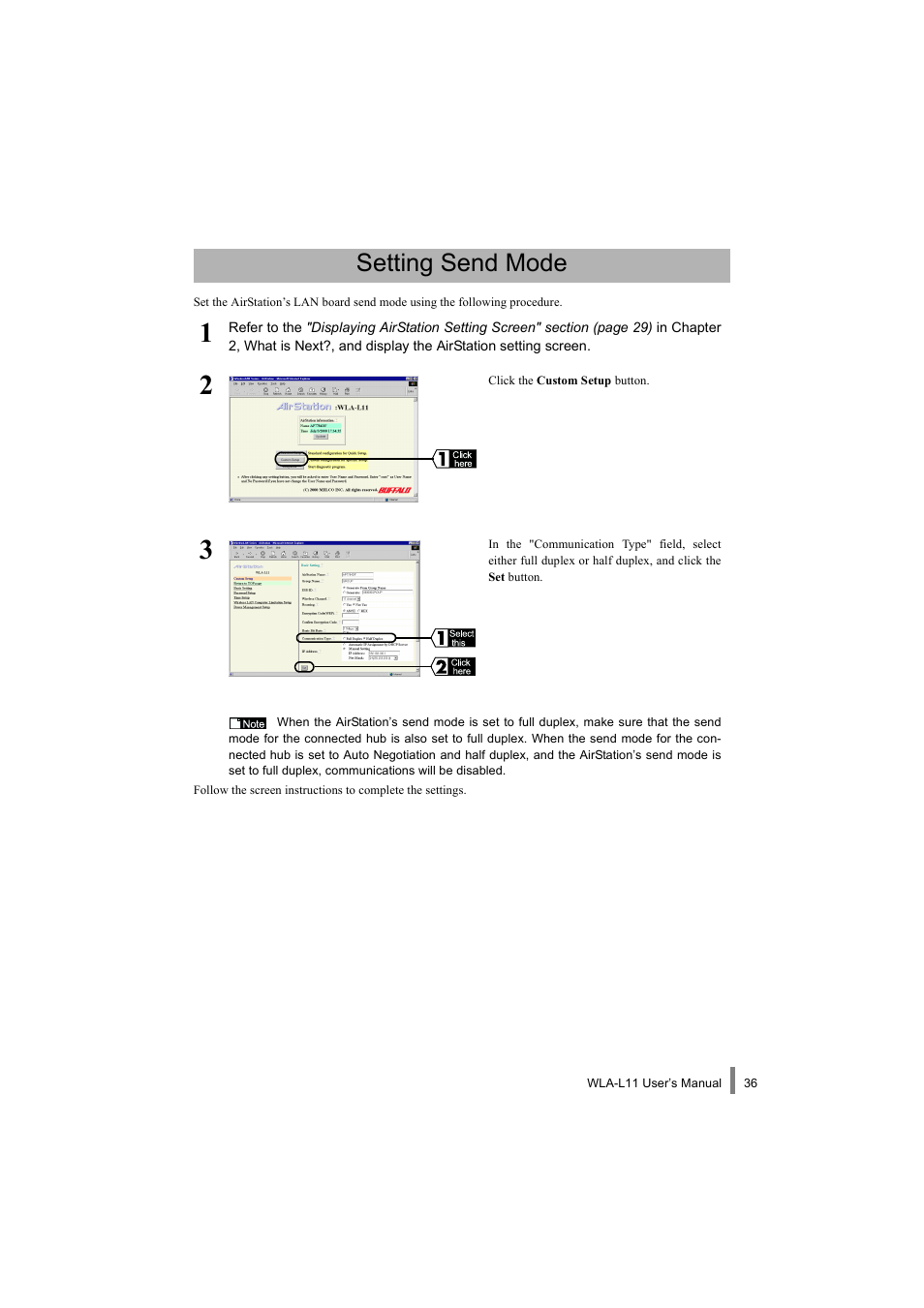 Setting send mode | Buffalo Technology WLA-L11 User Manual | Page 38 / 68