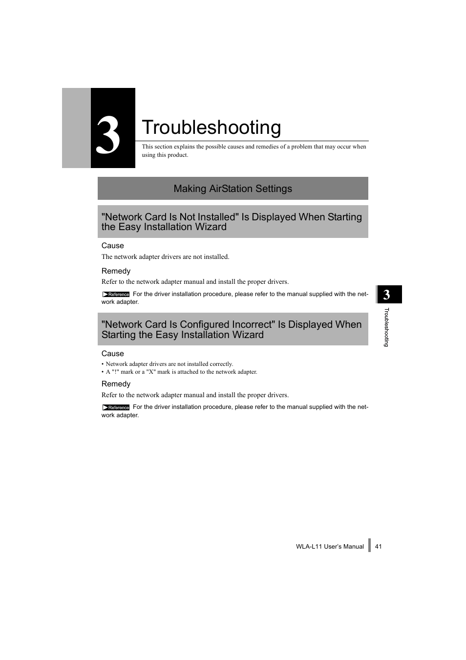 Troubleshooting | Buffalo Technology WLA-L11 User Manual | Page 43 / 68