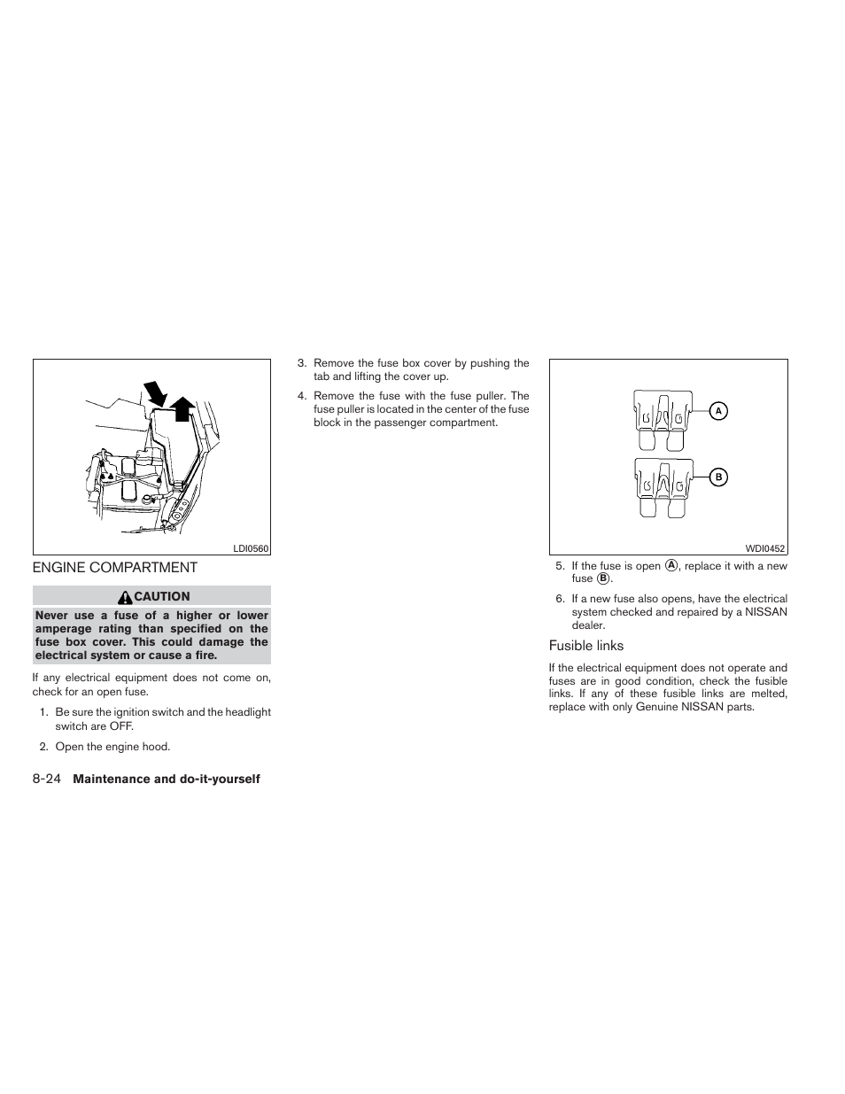 Engine compartment -24 | NISSAN 2012 Altima Sedan - Owner's Manual User Manual | Page 391 / 454