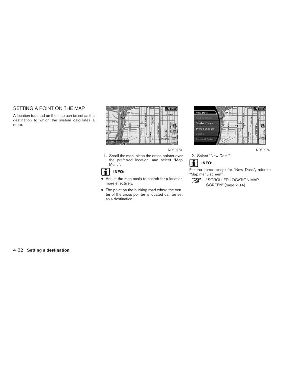 Setting a point on the map -32 | NISSAN 2012 Altima Sedan - Navigation System Owner's Manual User Manual | Page 106 / 313