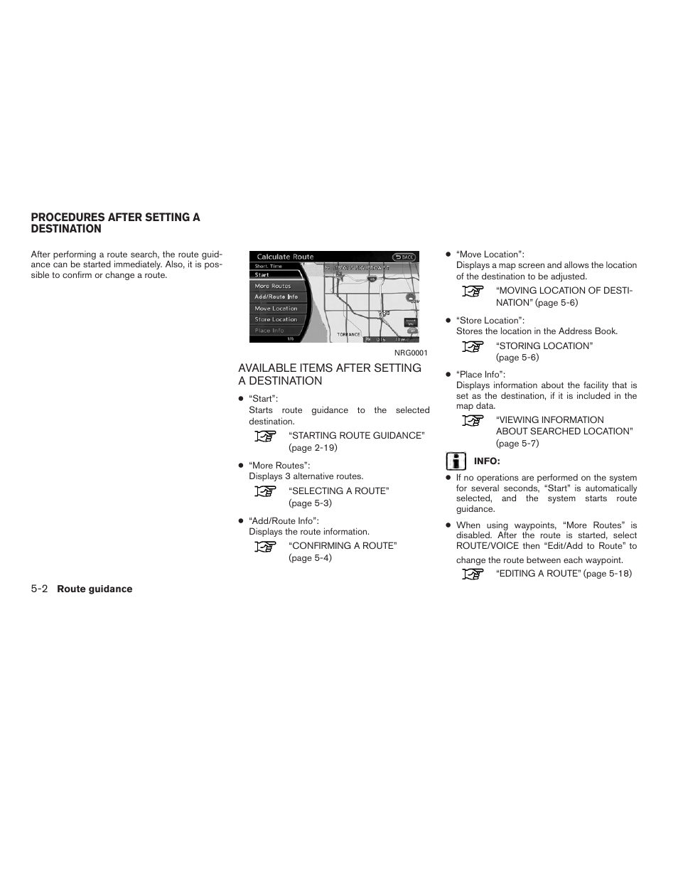 Procedures after setting a destination -2, Available items after setting a destination -2 | NISSAN 2012 Altima Sedan - Navigation System Owner's Manual User Manual | Page 110 / 313