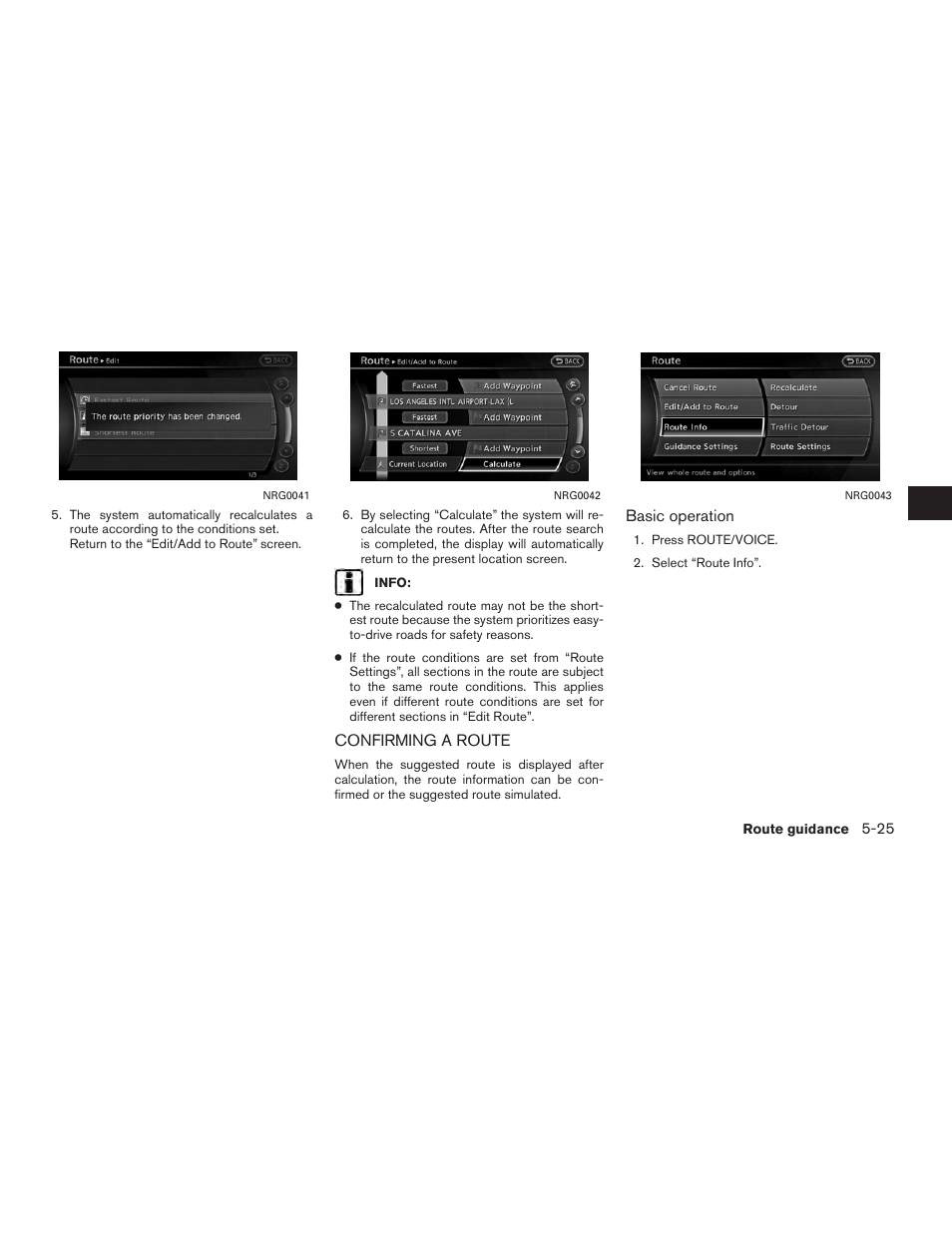 Confirming a route -25 | NISSAN 2012 Altima Sedan - Navigation System Owner's Manual User Manual | Page 133 / 313