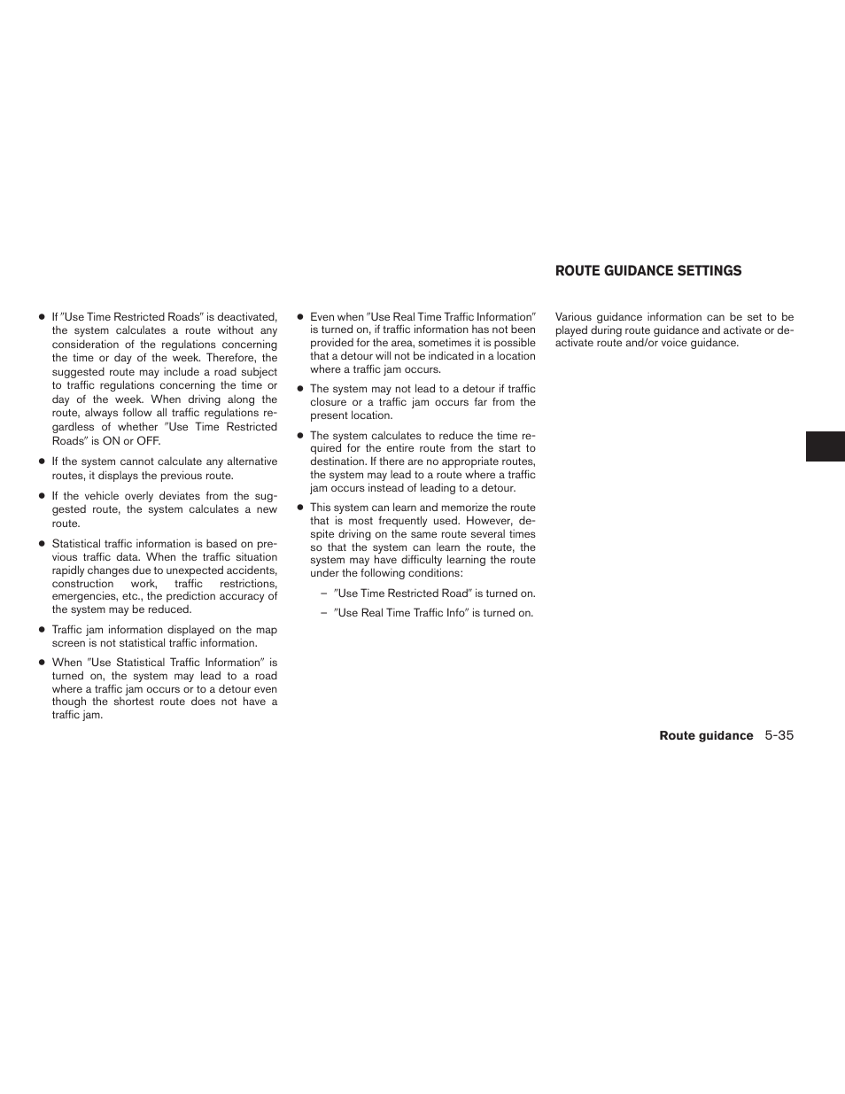 Route guidance settings -35 | NISSAN 2012 Altima Sedan - Navigation System Owner's Manual User Manual | Page 143 / 313