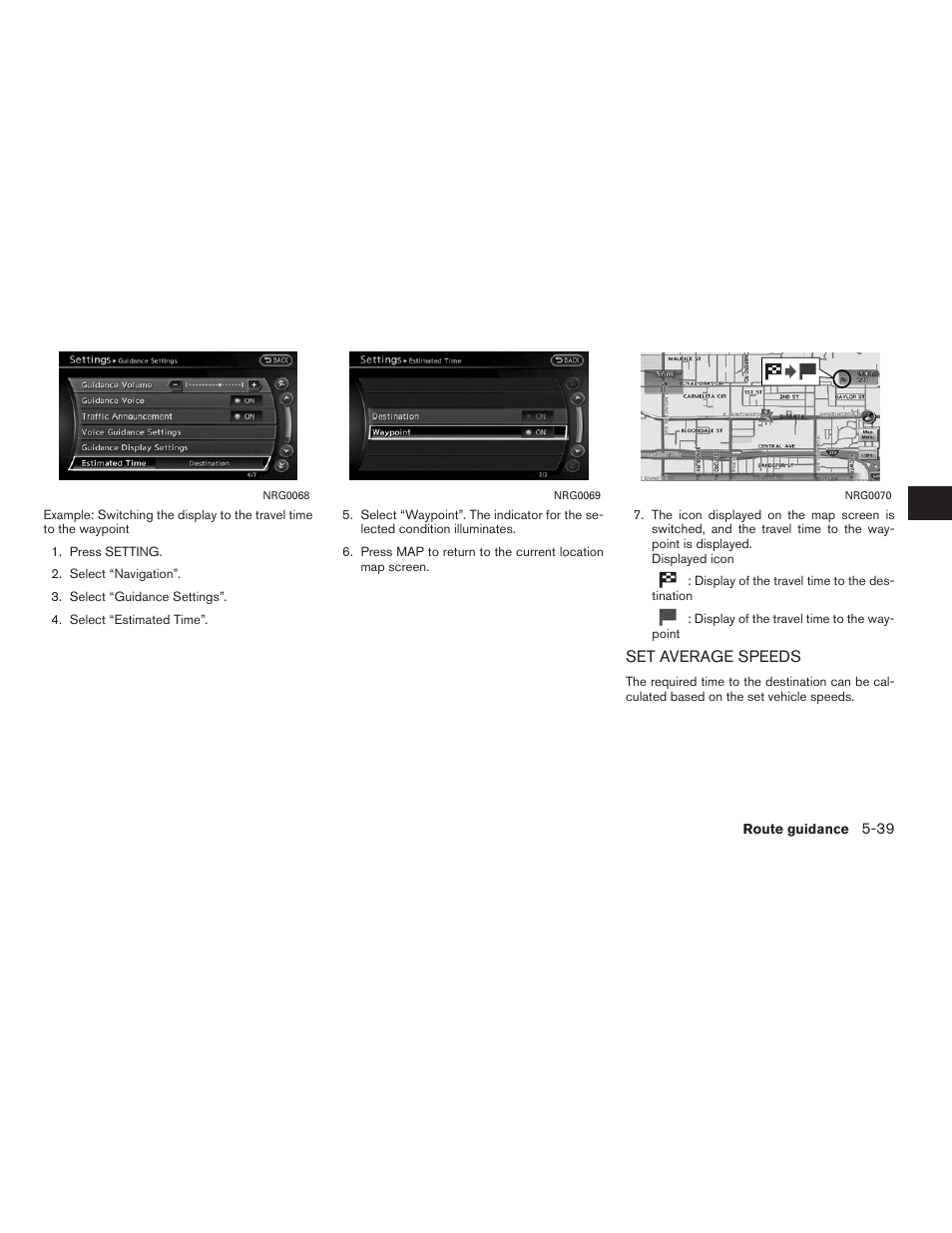 Set average speeds -39 | NISSAN 2012 Altima Sedan - Navigation System Owner's Manual User Manual | Page 147 / 313