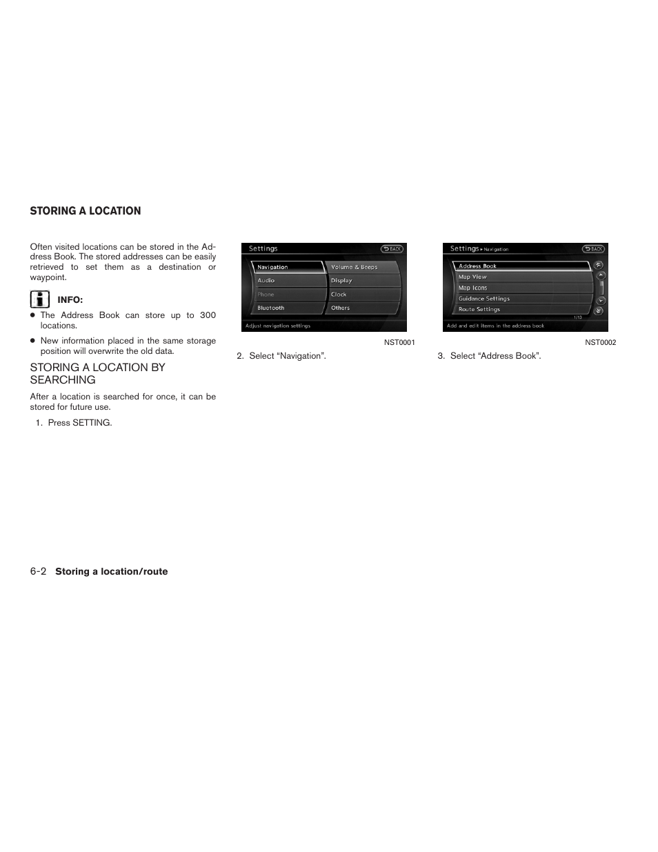 Storing a location -2, Storing a location by searching -2 | NISSAN 2012 Altima Sedan - Navigation System Owner's Manual User Manual | Page 150 / 313