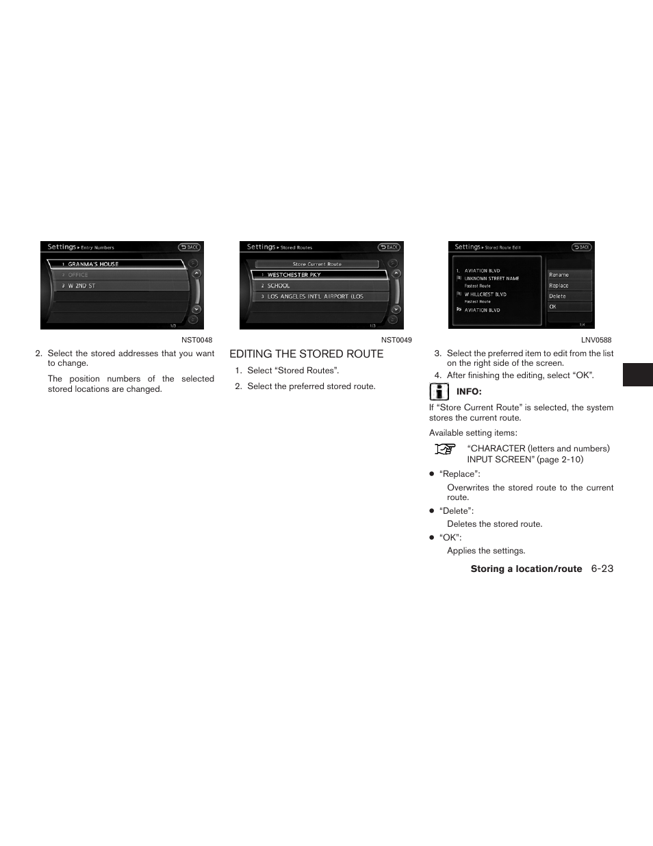 Editing the stored route -23 | NISSAN 2012 Altima Sedan - Navigation System Owner's Manual User Manual | Page 171 / 313
