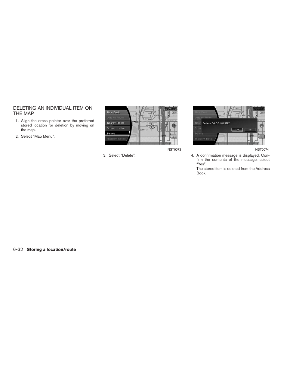 Deleting an individual item on the map -32 | NISSAN 2012 Altima Sedan - Navigation System Owner's Manual User Manual | Page 180 / 313