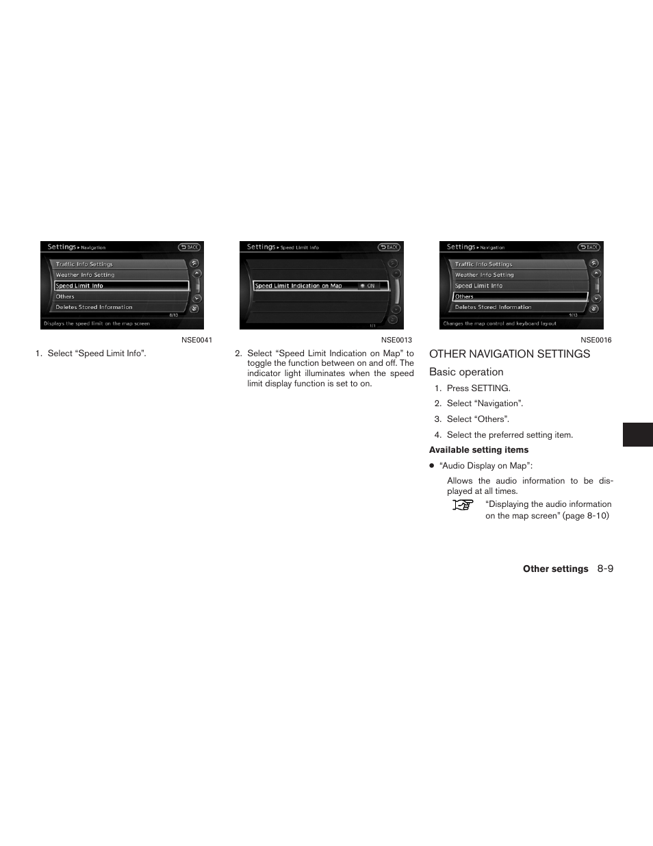 Other navigation settings -9 | NISSAN 2012 Altima Sedan - Navigation System Owner's Manual User Manual | Page 221 / 313