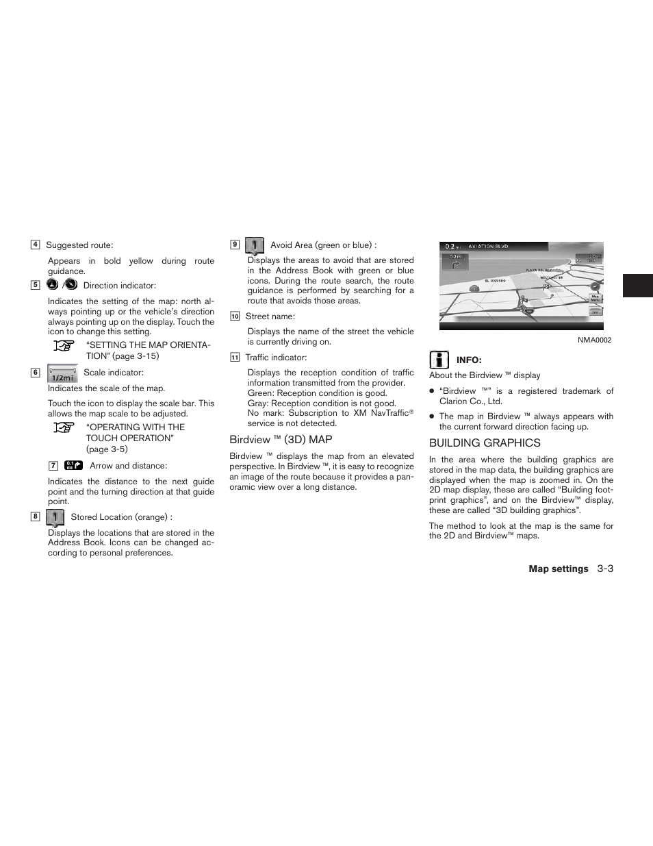 Birdview ™ (3d) map -3 building graphics -3 | NISSAN 2012 Altima Sedan - Navigation System Owner's Manual User Manual | Page 49 / 313