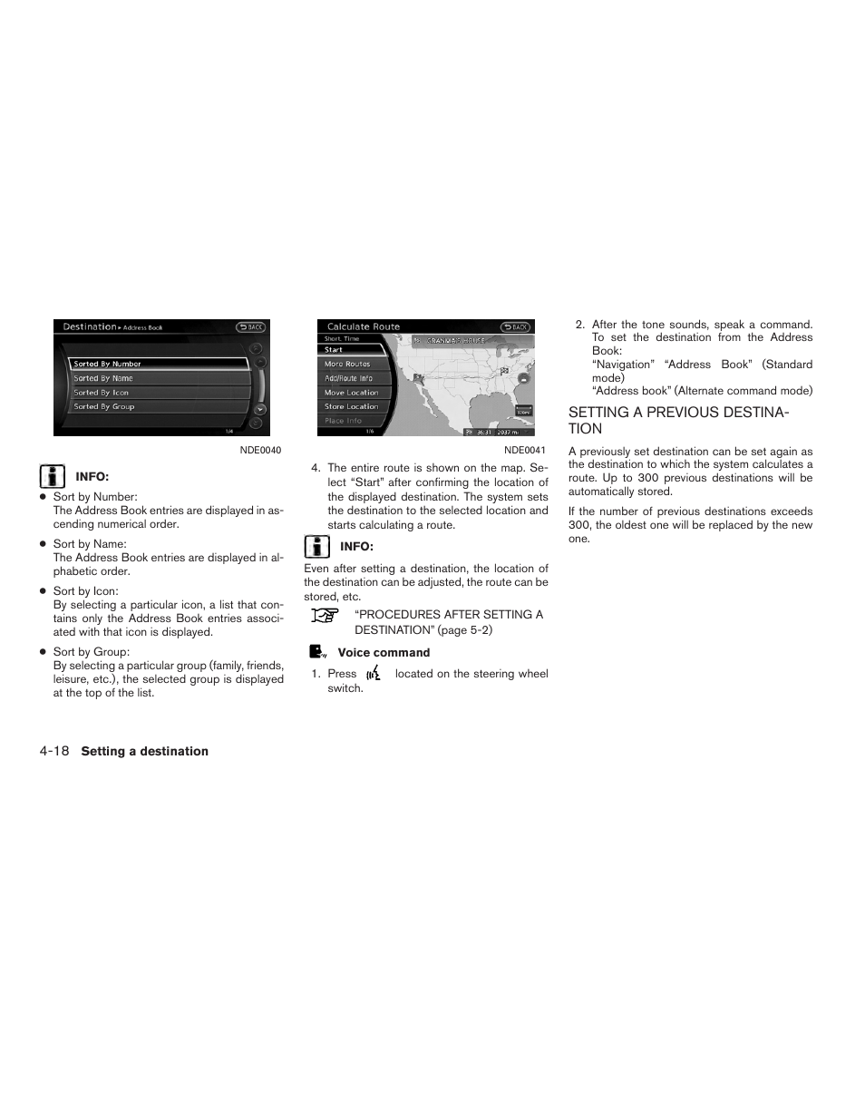 Setting a previous destination -18 | NISSAN 2012 Altima Sedan - Navigation System Owner's Manual User Manual | Page 92 / 313