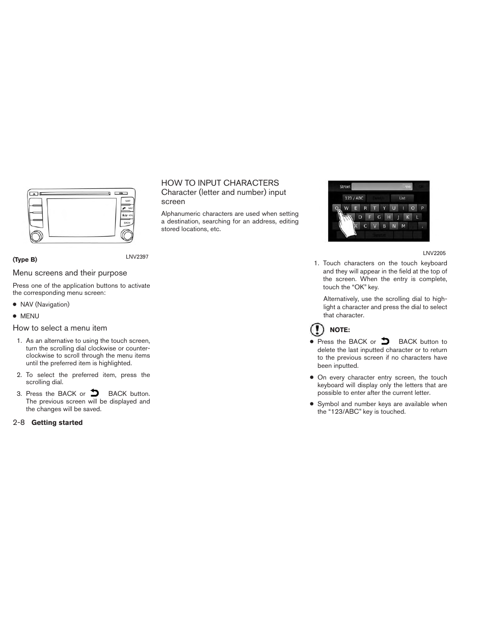 How to input characters -8 | NISSAN 2013 Titan - Navigation System Owner's Manual User Manual | Page 16 / 104