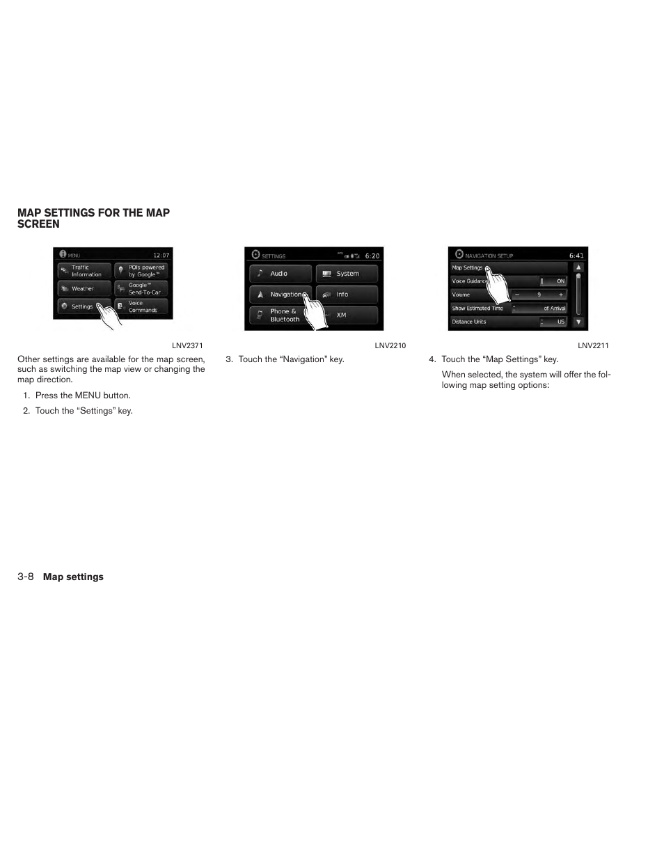 Map settings for the map screen -8 | NISSAN 2013 Titan - Navigation System Owner's Manual User Manual | Page 26 / 104